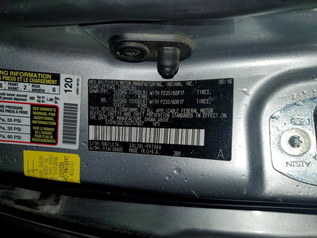 2016 TOYOTA SIENNA XLE PREMIUM 8-PASSENGER photo 13