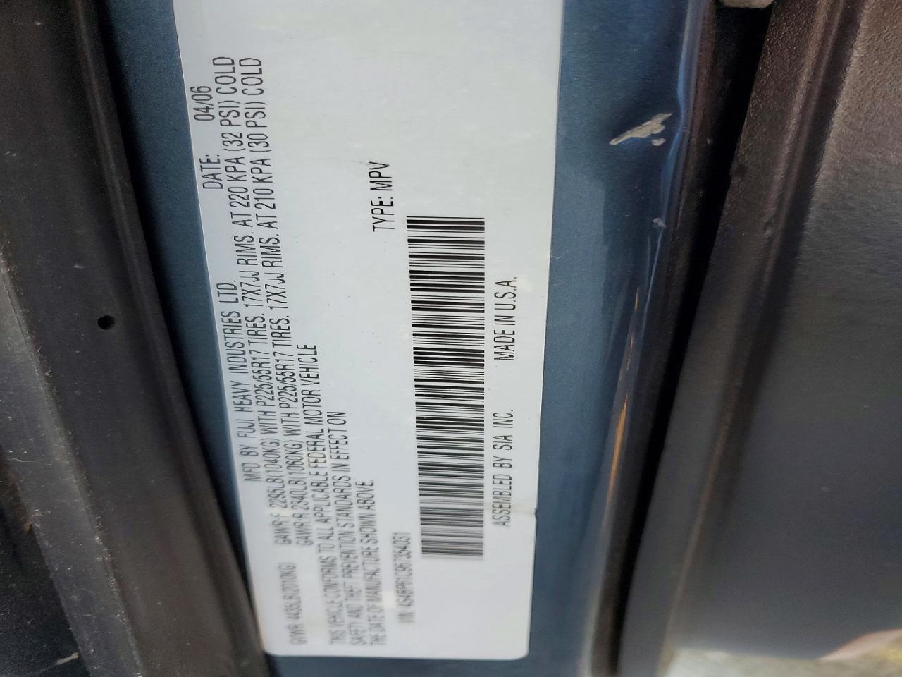 2006 SUBARU LEGACY OUTBACK 2.5I photo 23