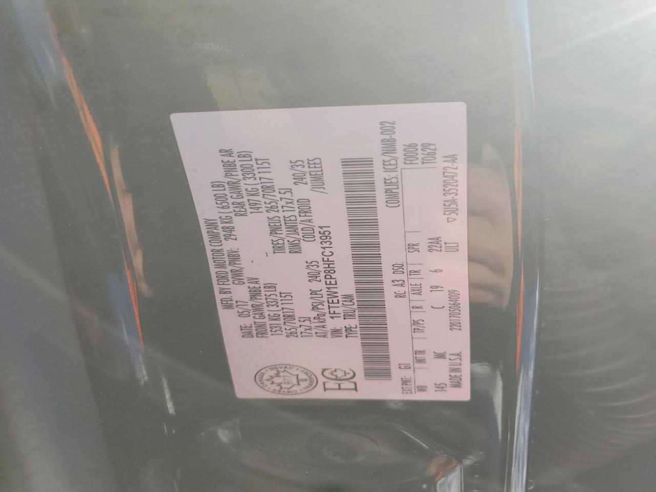 2017 FORD F150 SUPERCREW photo 13