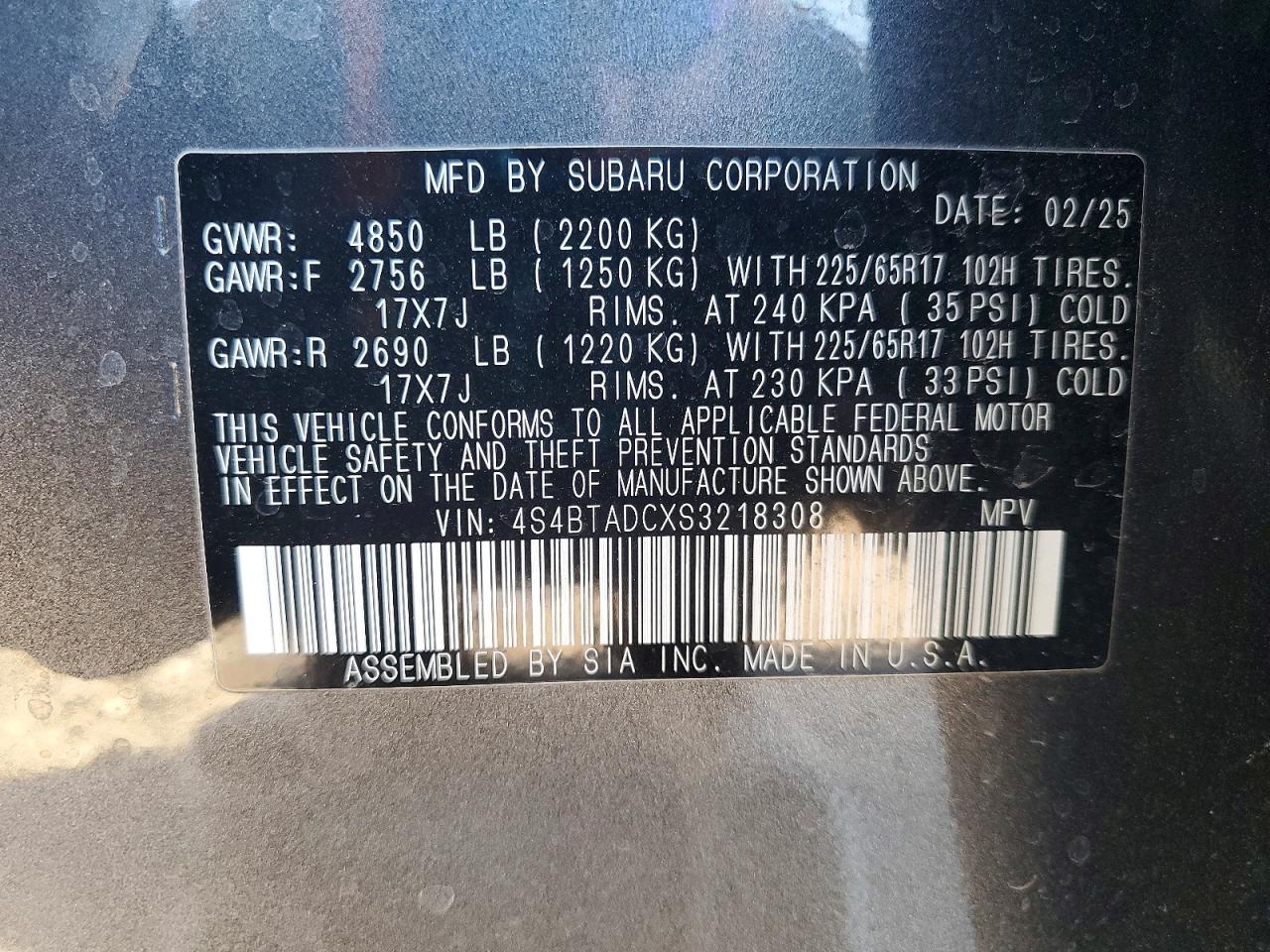 2025 SUBARU OUTBACK PREMIUM photo 14