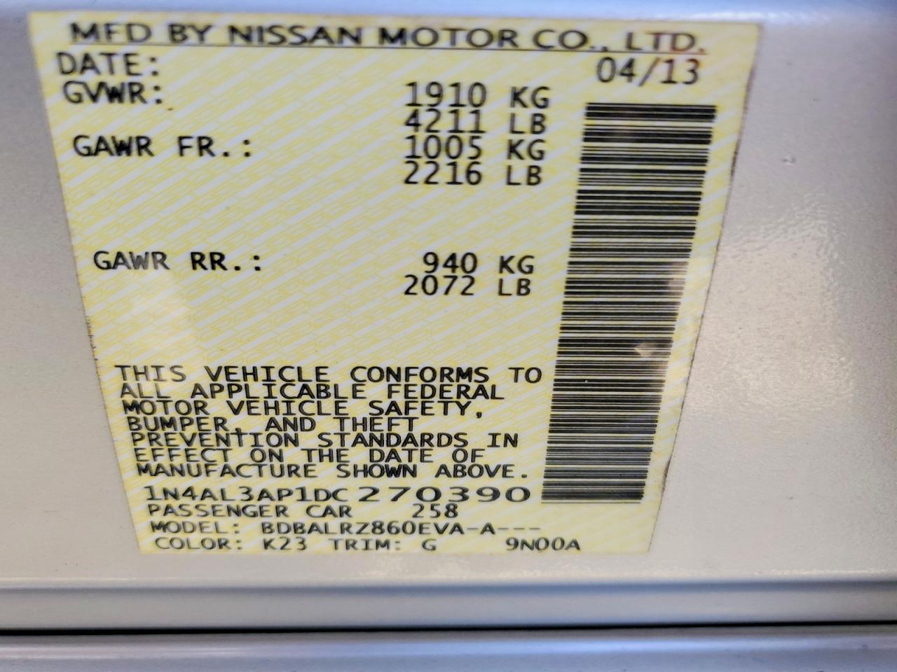 2013 NISSAN ALTIMA 2.5 photo 25