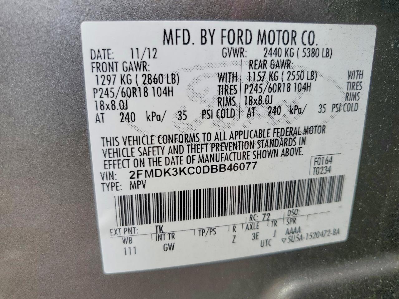 2013 FORD EDGE LIMITED photo 13