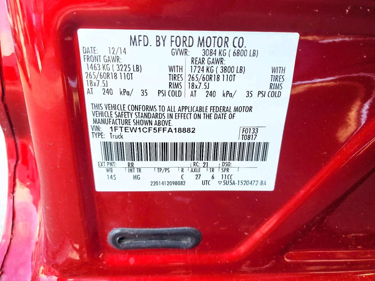 2015 FORD F150 SUPERCREW photo 12