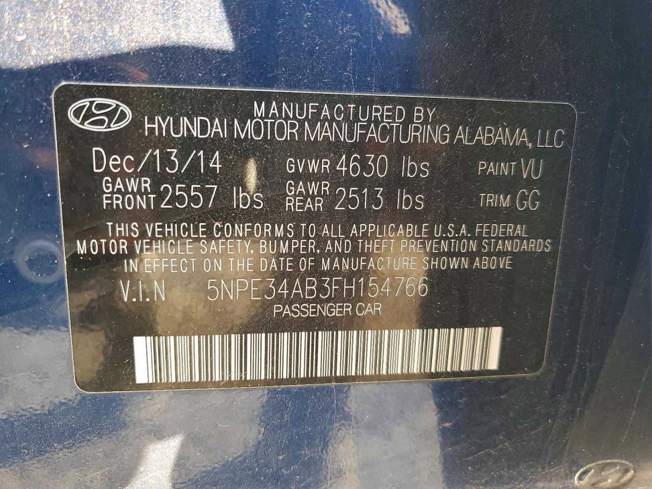 2015 HYUNDAI SONATA LIMITED 2.0T photo 12