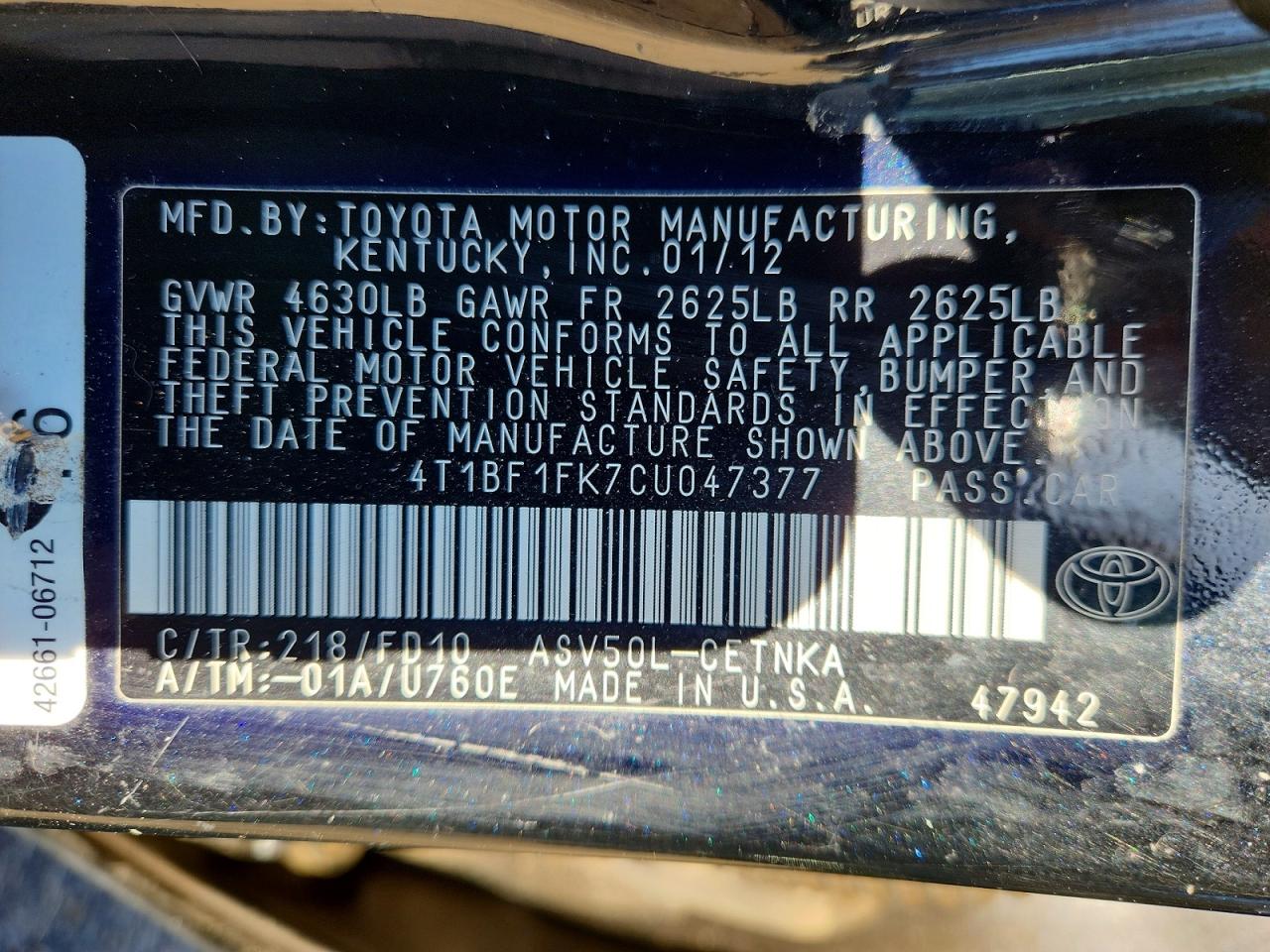 2012 TOYOTA CAMRY LE photo 23