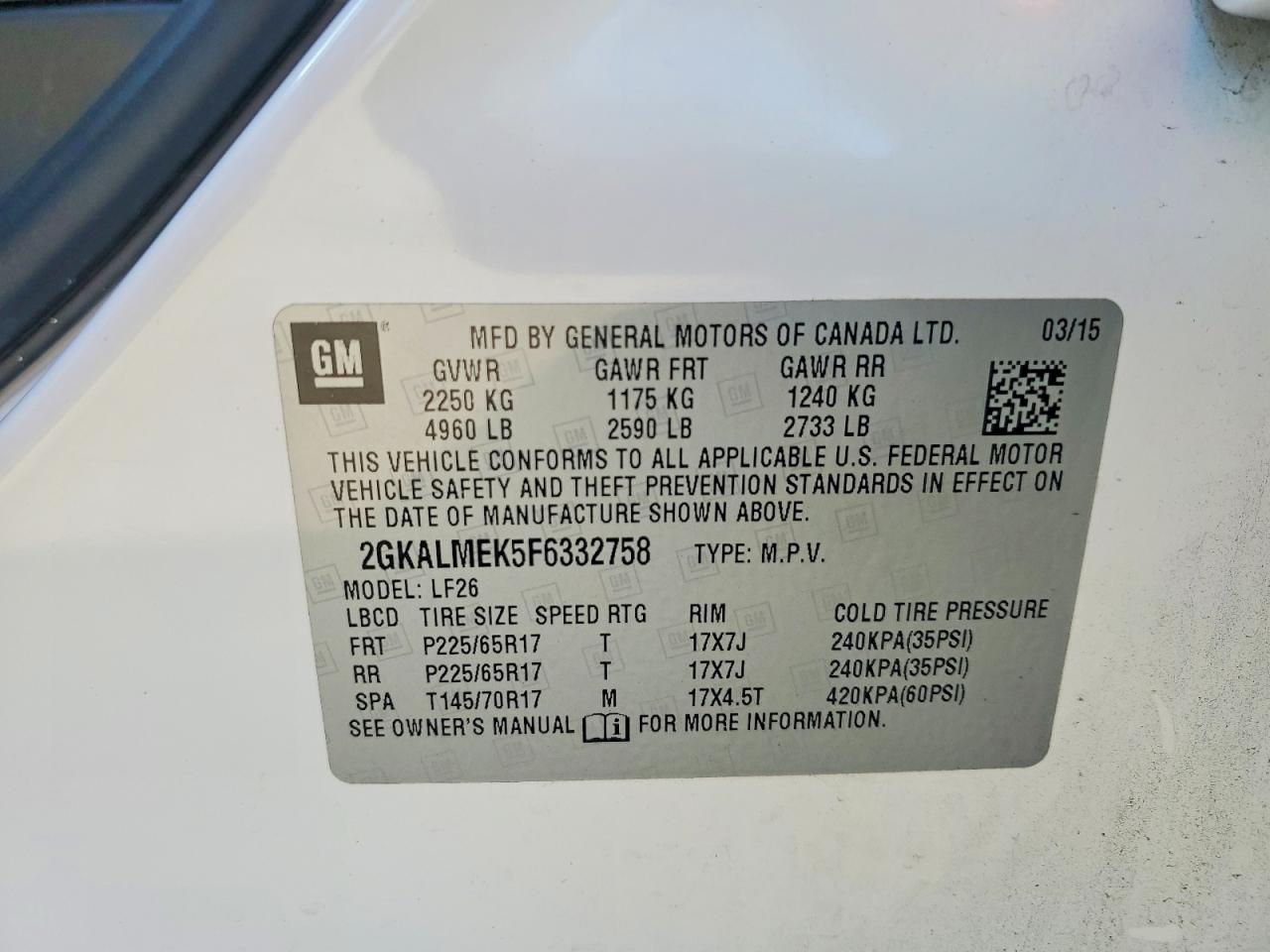2015 GMC TERRAIN SLE photo 34