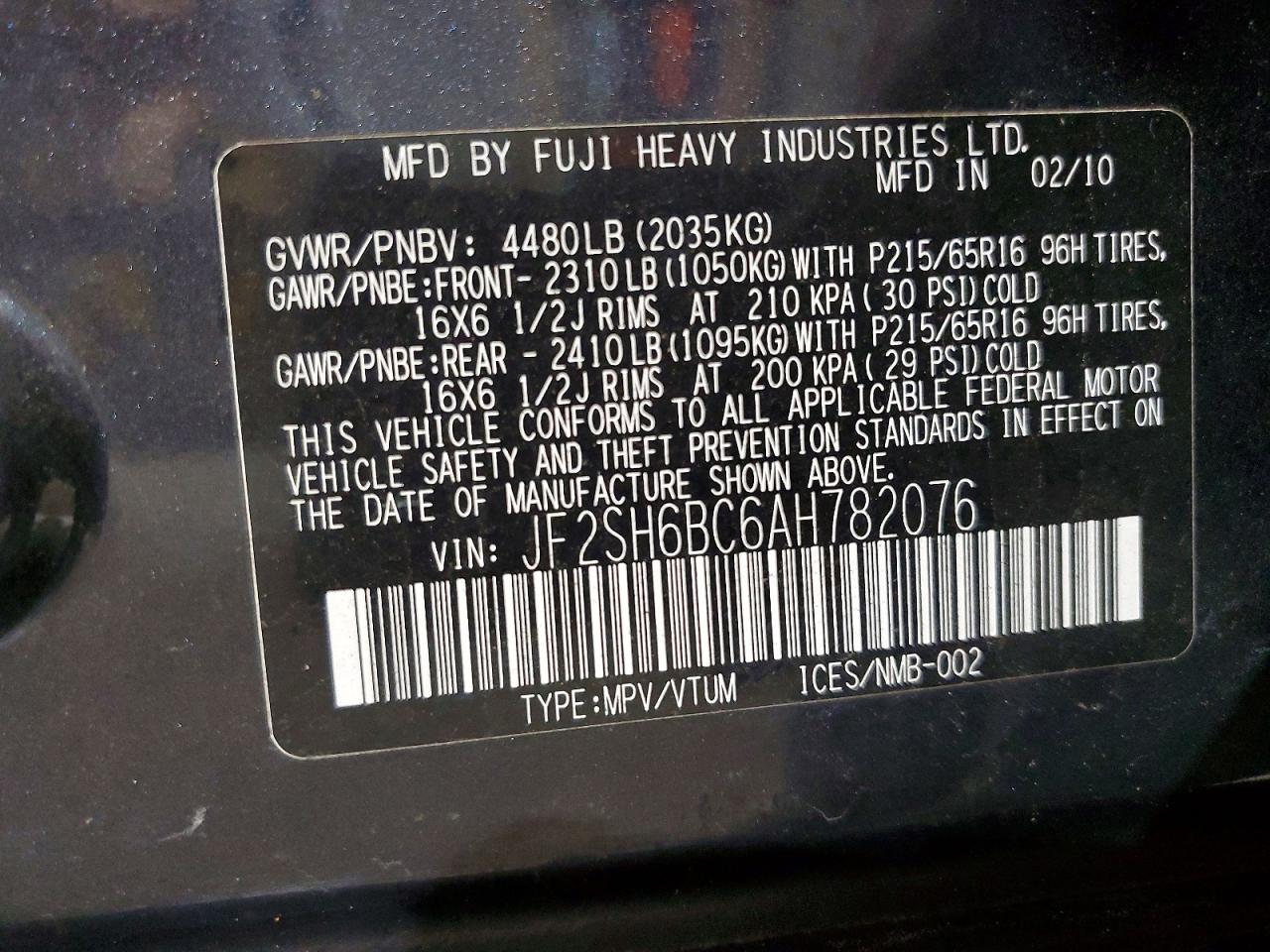 2010 SUBARU FORESTER XS photo 13