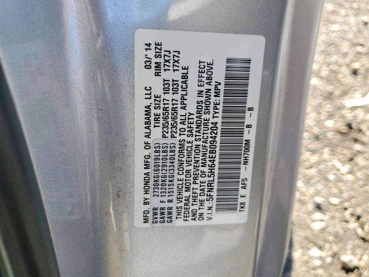 2014 HONDA ODYSSEY EXL photo 49
