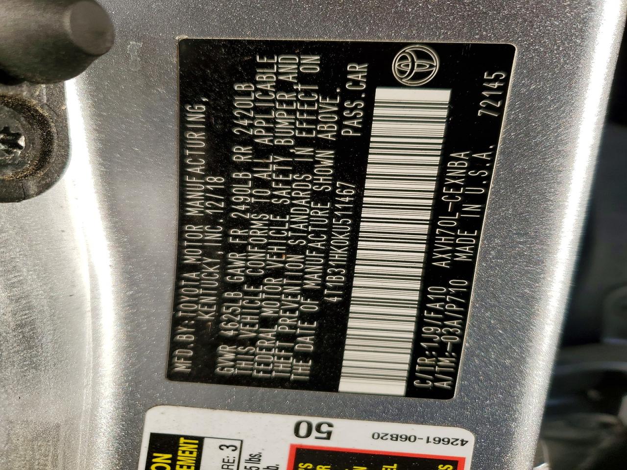 2019 TOYOTA CAMRY LE photo 23