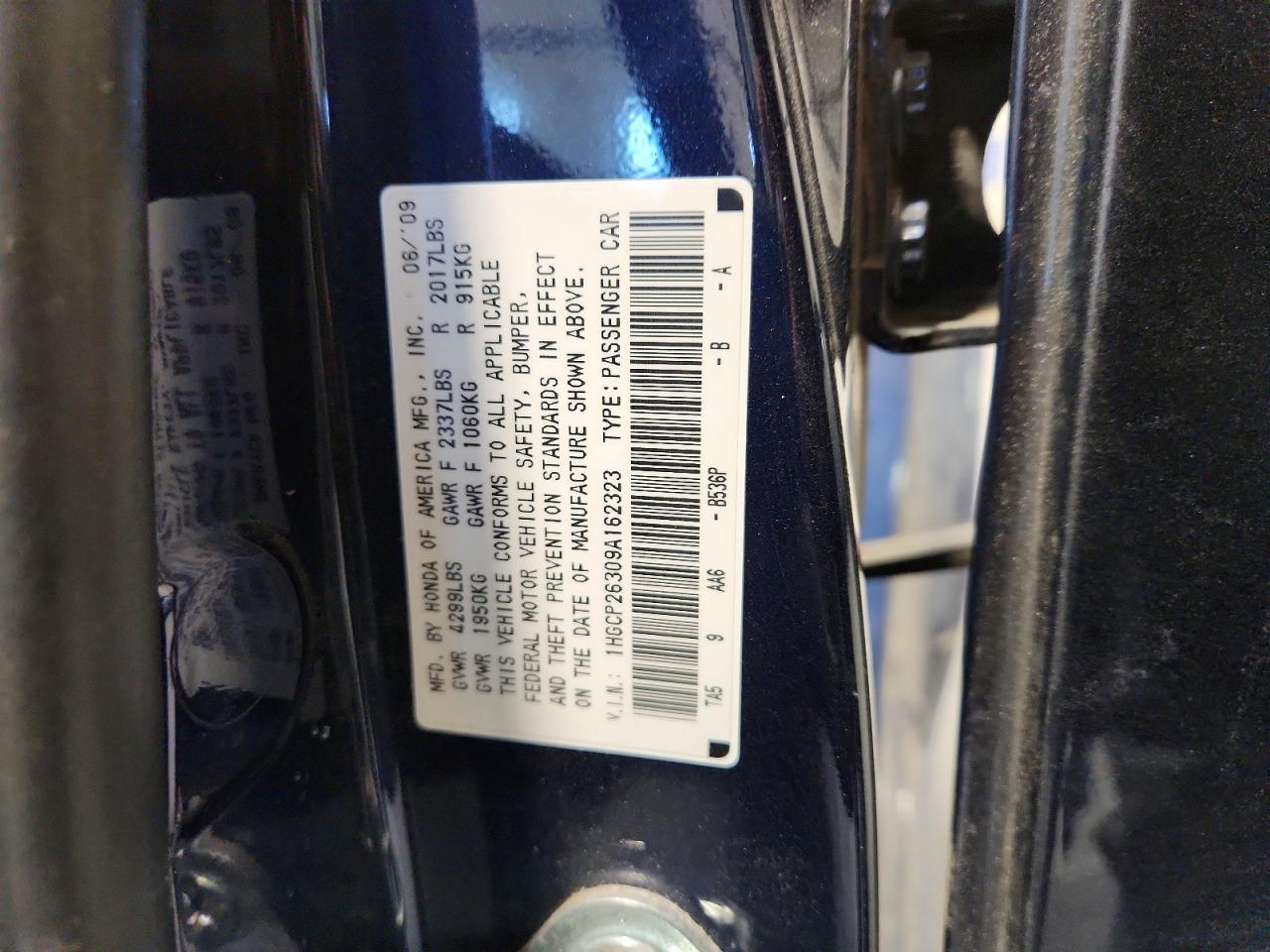 2009 HONDA ACCORD LX photo 12