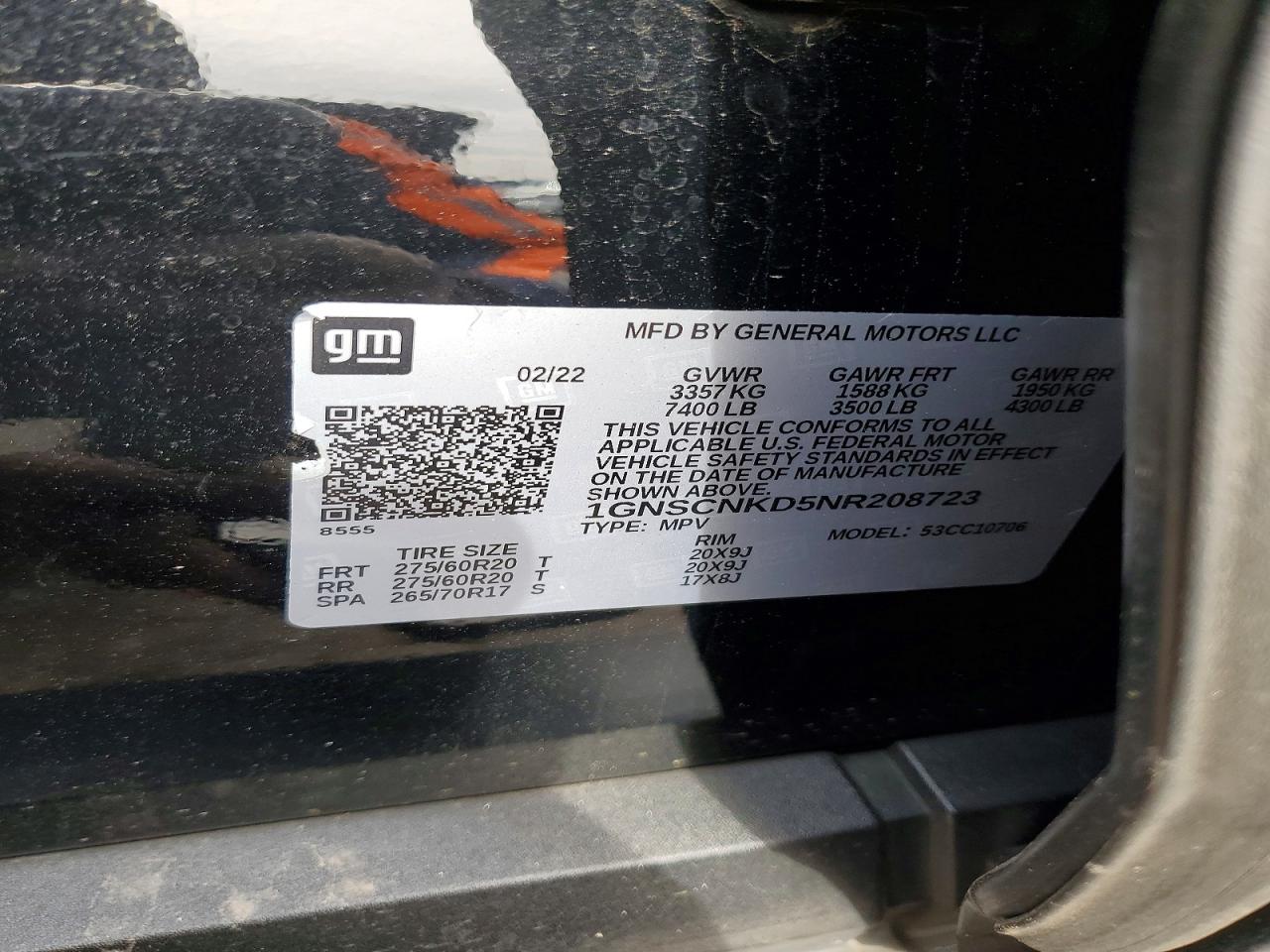 2022 CHEVROLET TAHOE C1500 LT photo 13