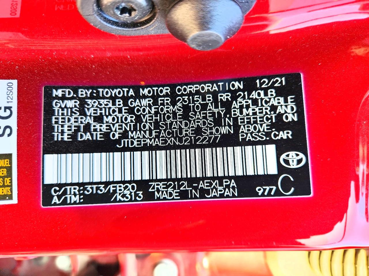 2022 TOYOTA COROLLA LE photo 12