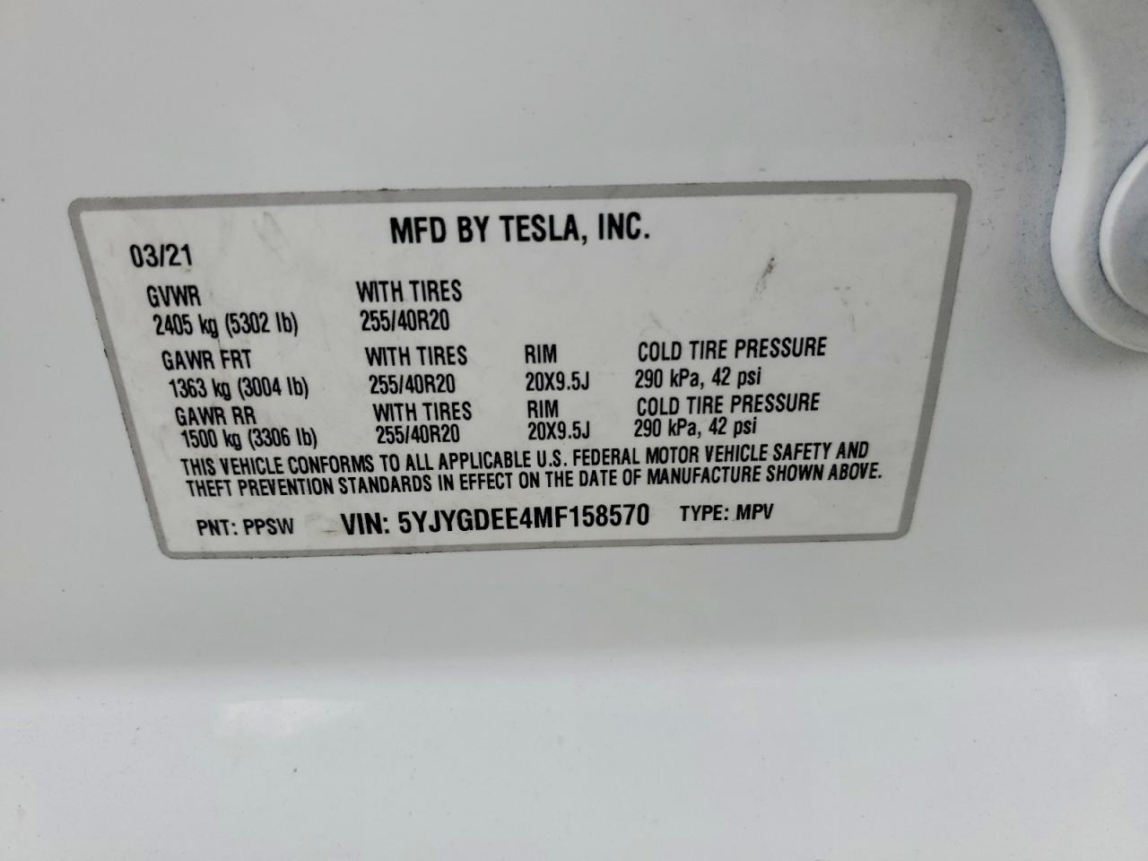 2021 TESLA MODEL Y photo 14