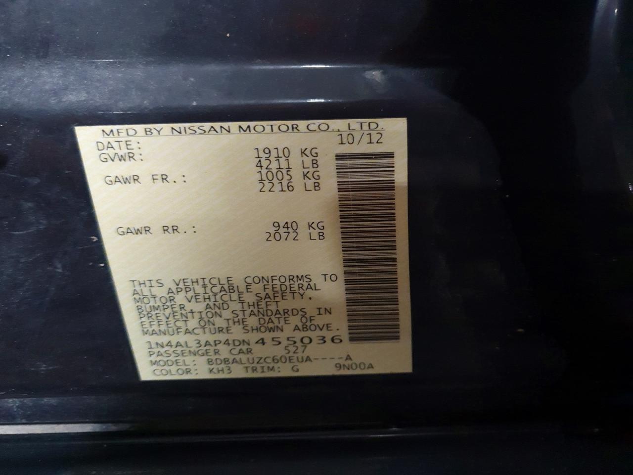 2013 NISSAN ALTIMA 2.5 photo 12