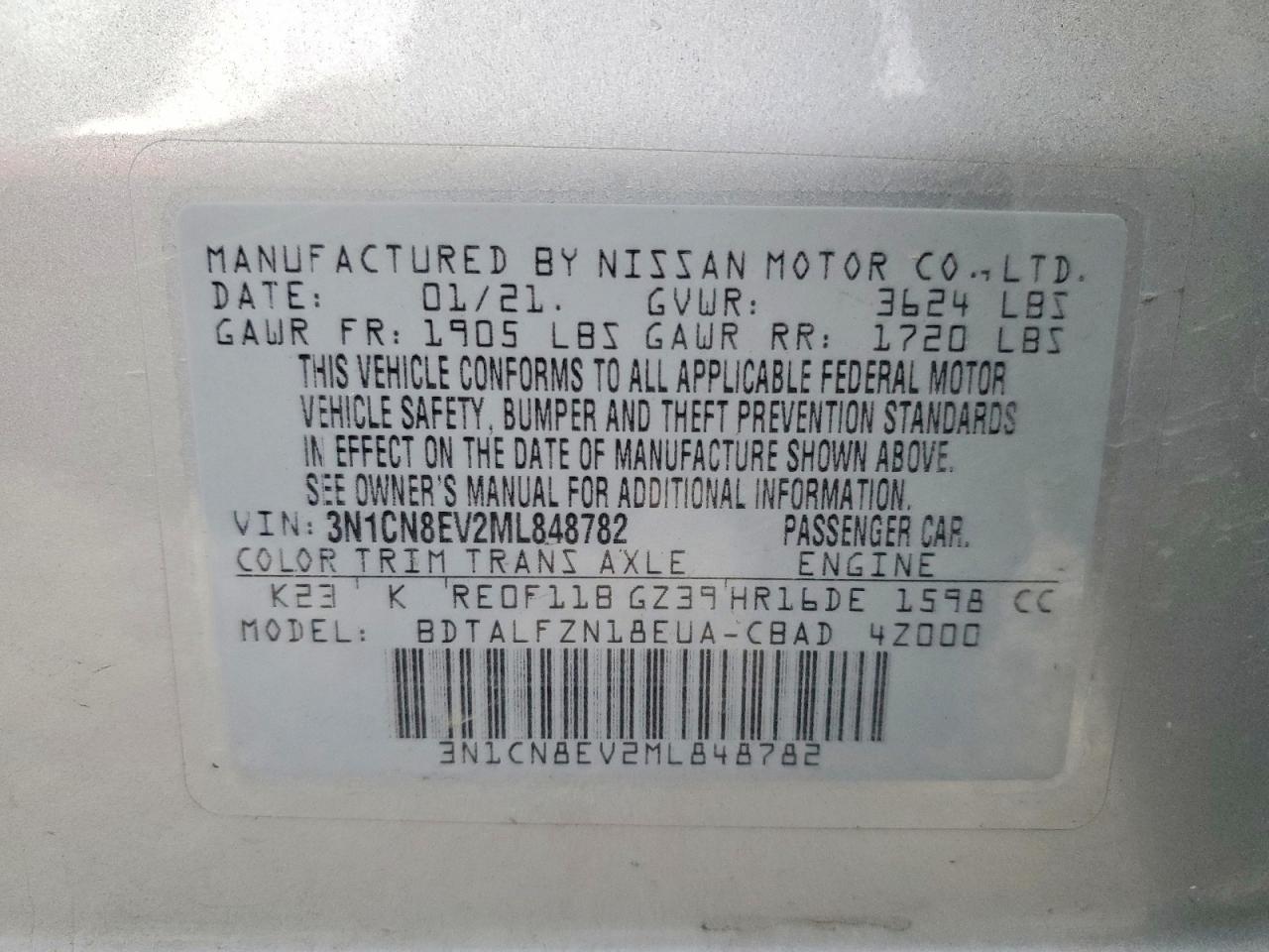 2021 NISSAN VERSA SV photo 12
