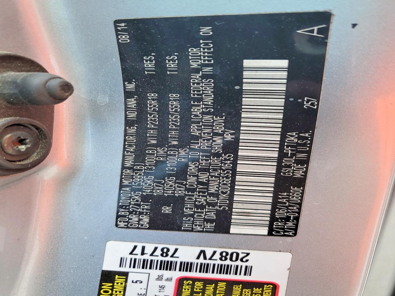 2014 TOYOTA SIENNA XLE photo 13