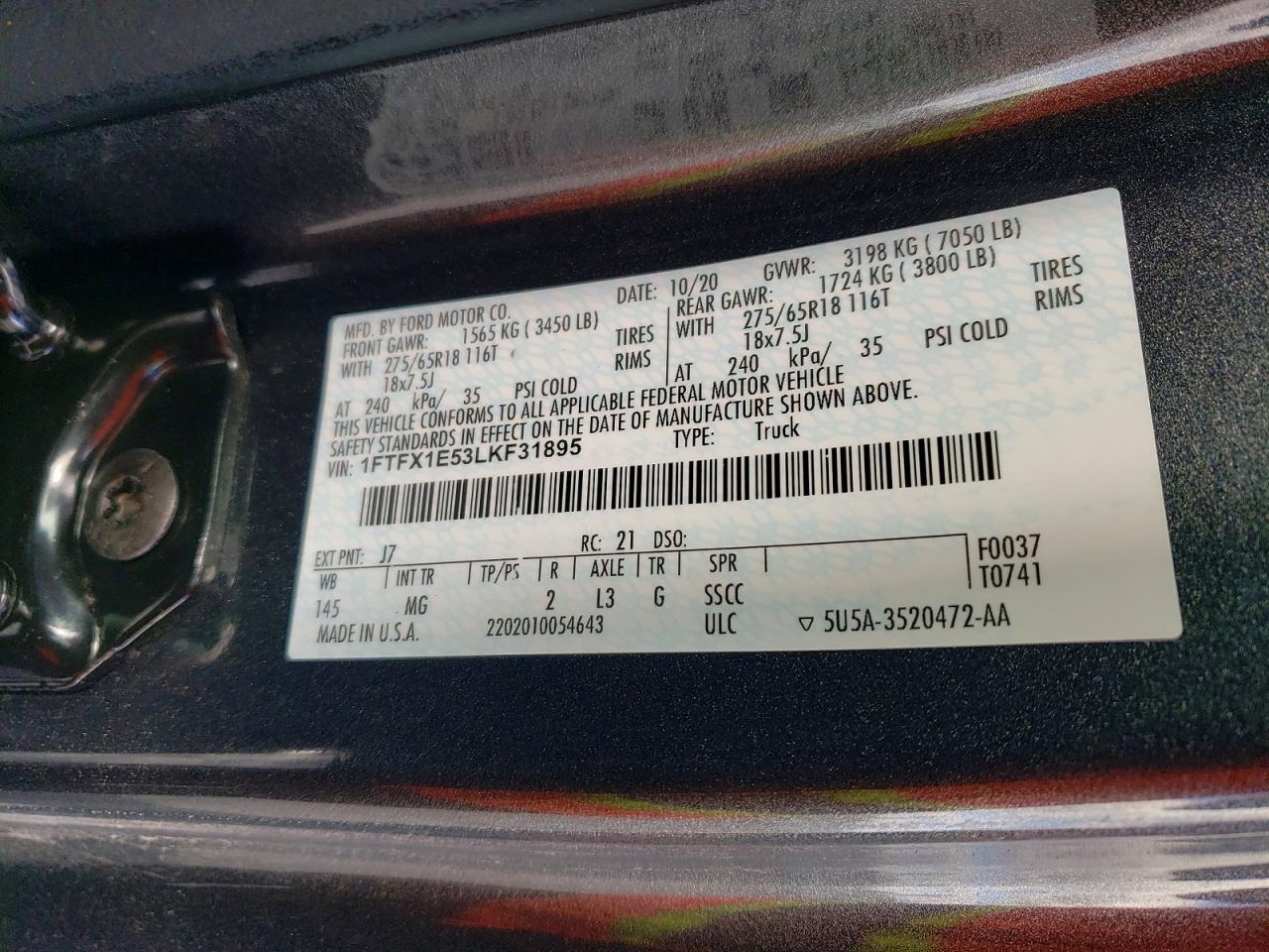 2020 FORD F150 SUPER CAB photo 12