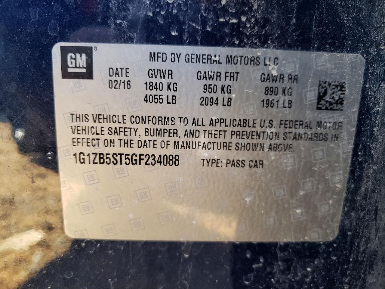 2016 CHEVROLET MALIBU LS photo 12