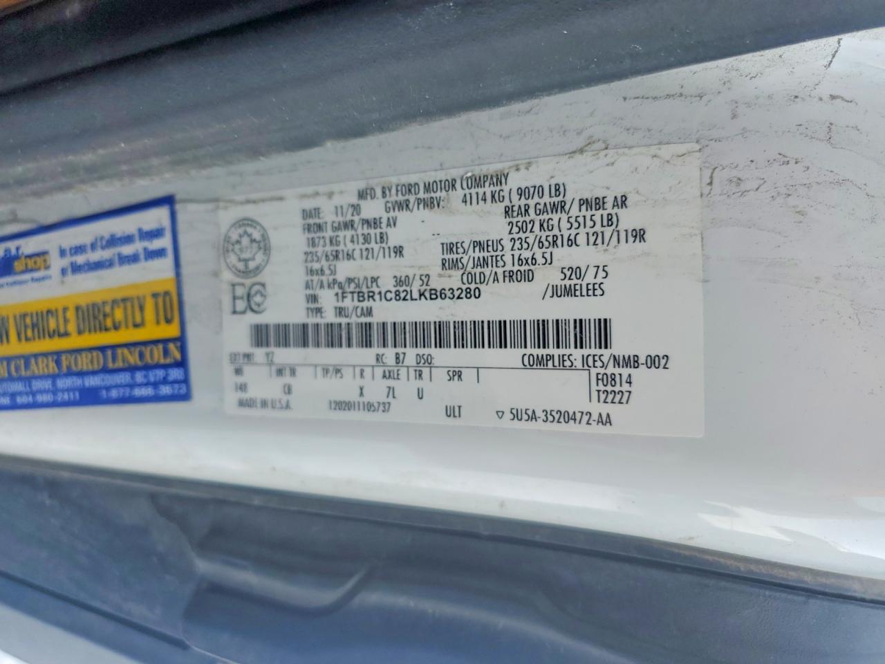 2020 FORD TRANSIT T-250 photo 25