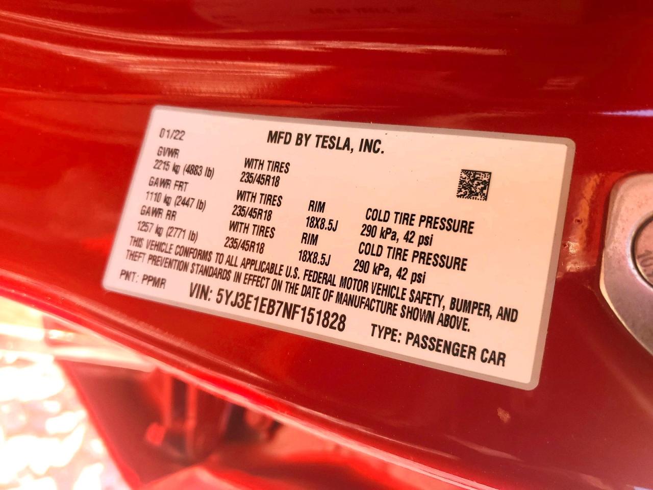 2022 TESLA MODEL 3 photo 23