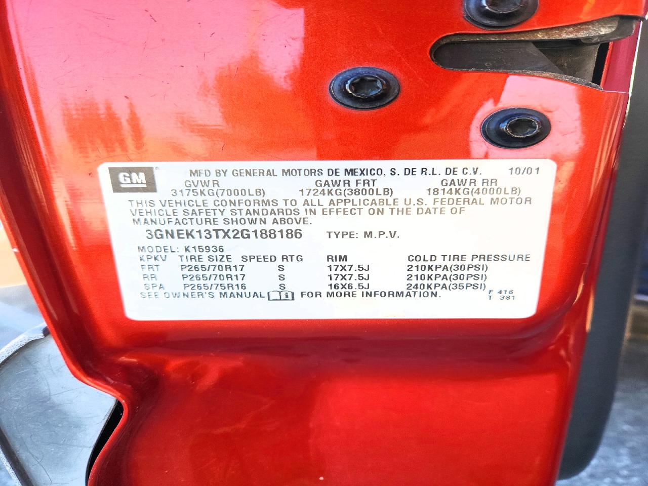 2002 CHEVROLET AVALANCHE K1500 photo 34