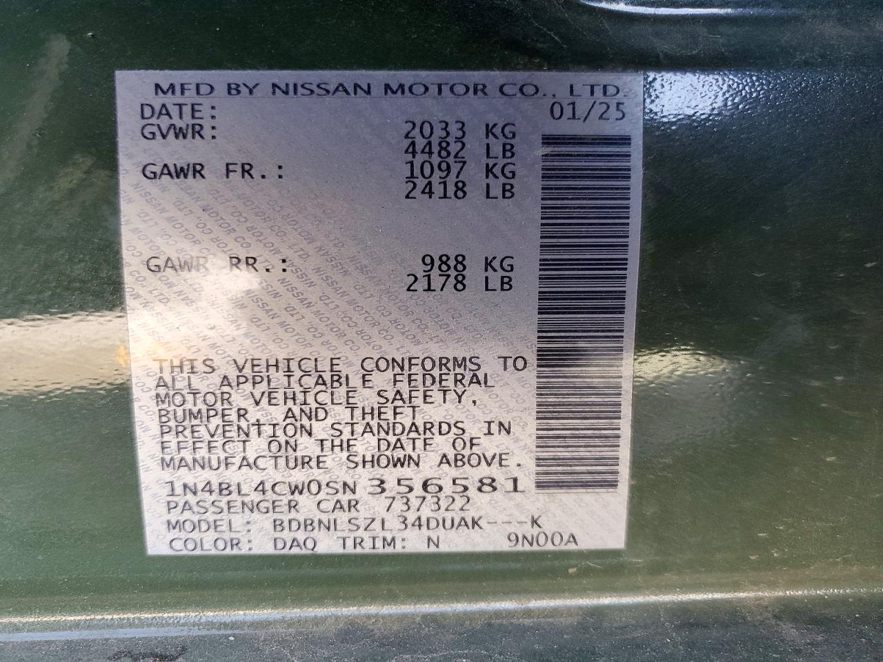 2025 NISSAN ALTIMA SR photo 12