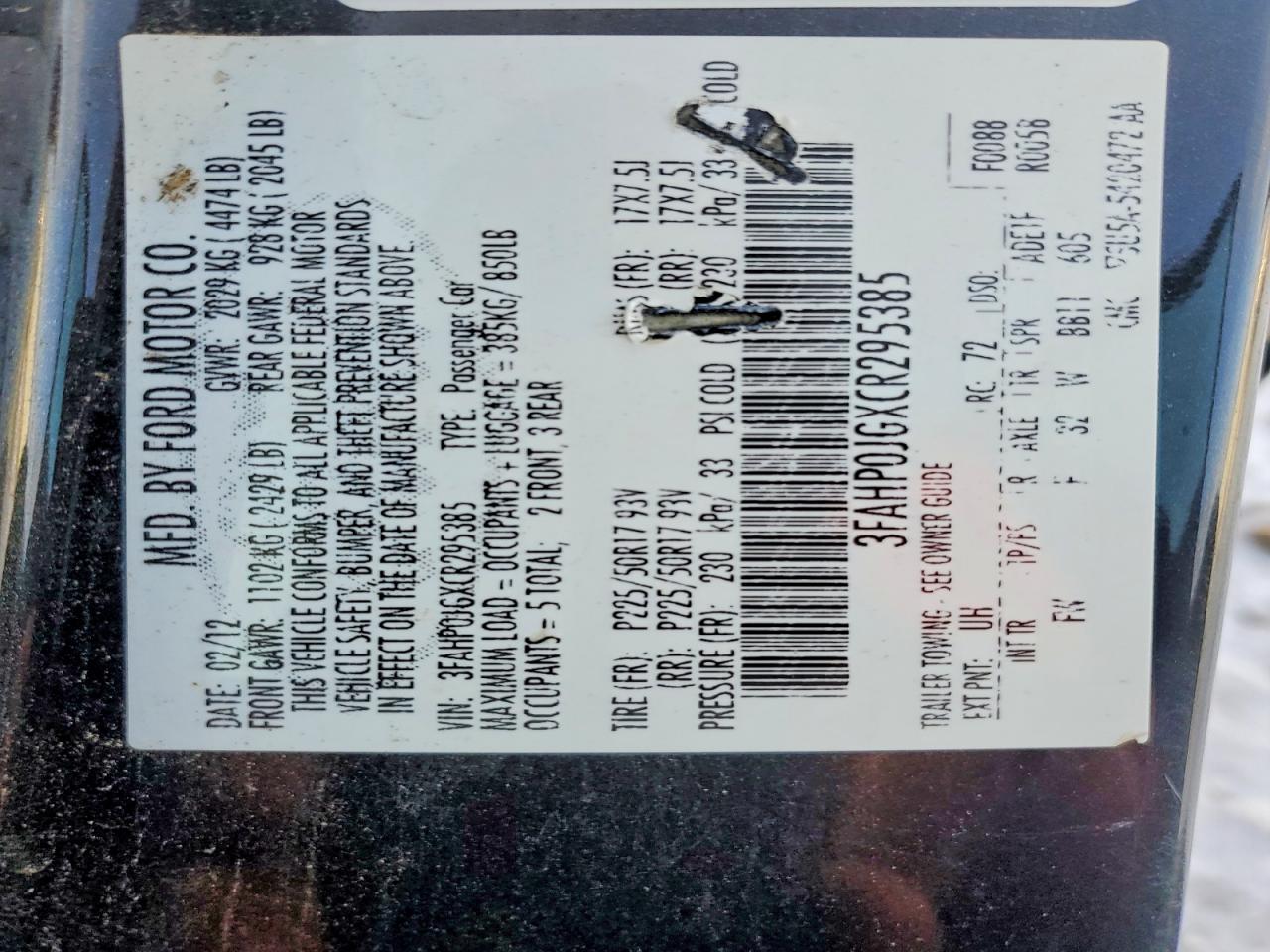 2012 FORD FUSION SEL photo 23