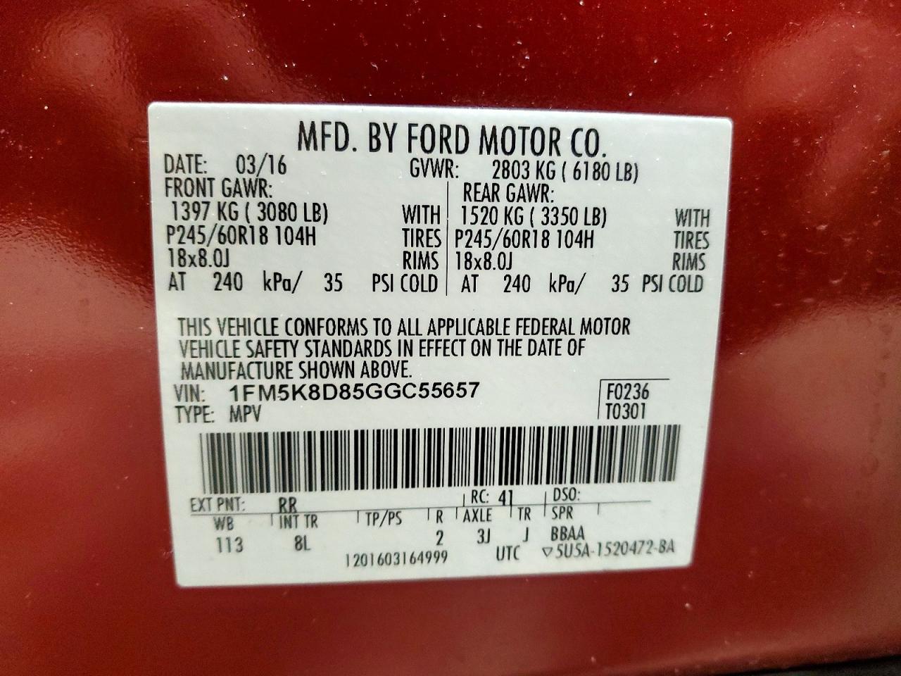2016 FORD EXPLORER XLT photo 13