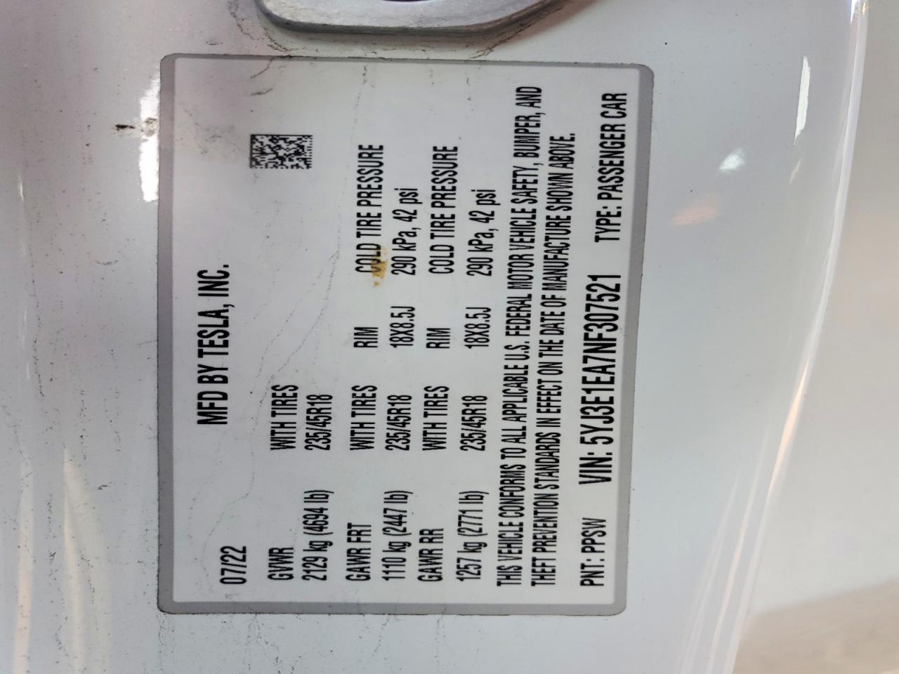 2022 TESLA MODEL 3 photo 23