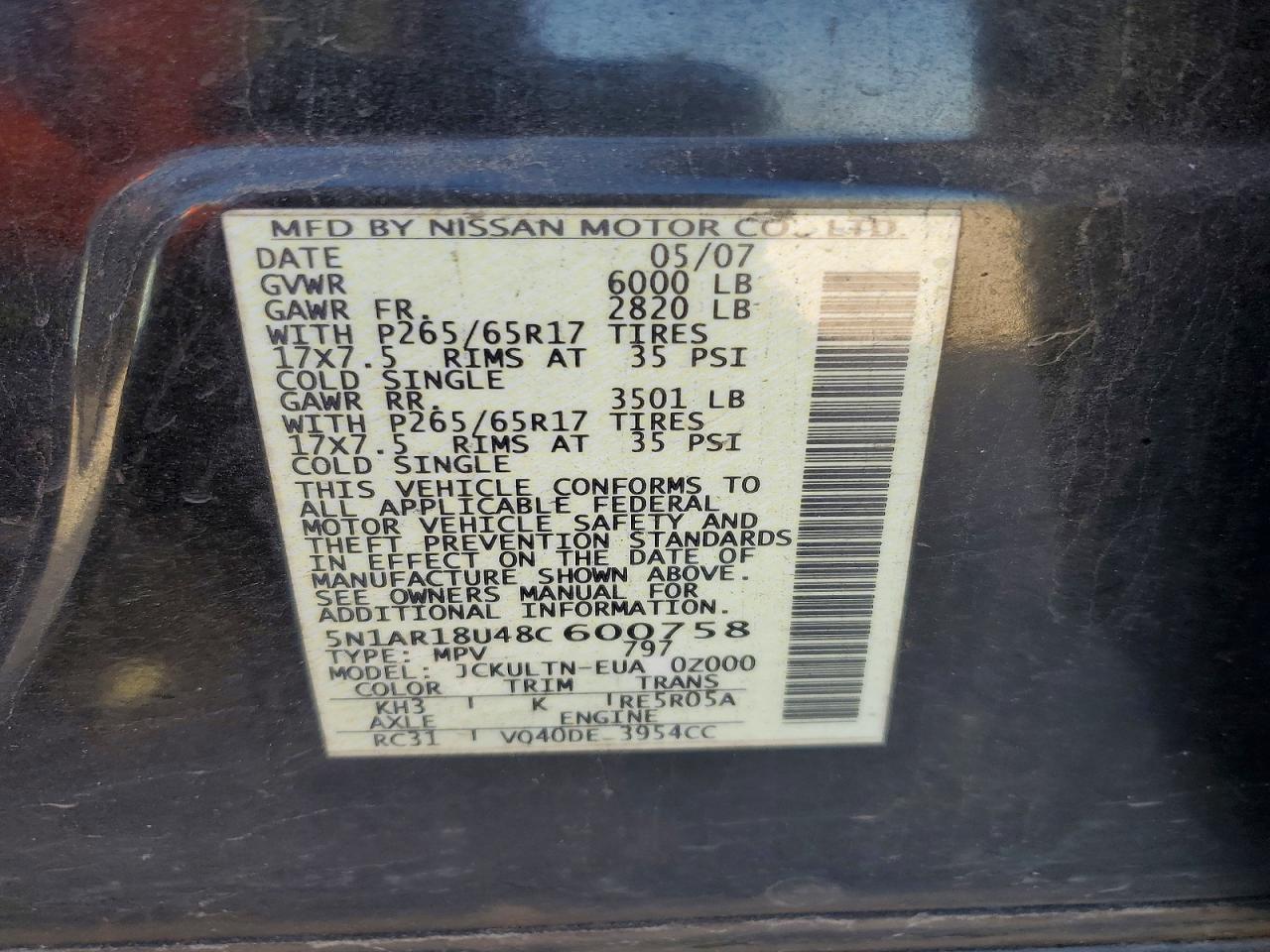 2008 NISSAN PATHFINDER S photo 37