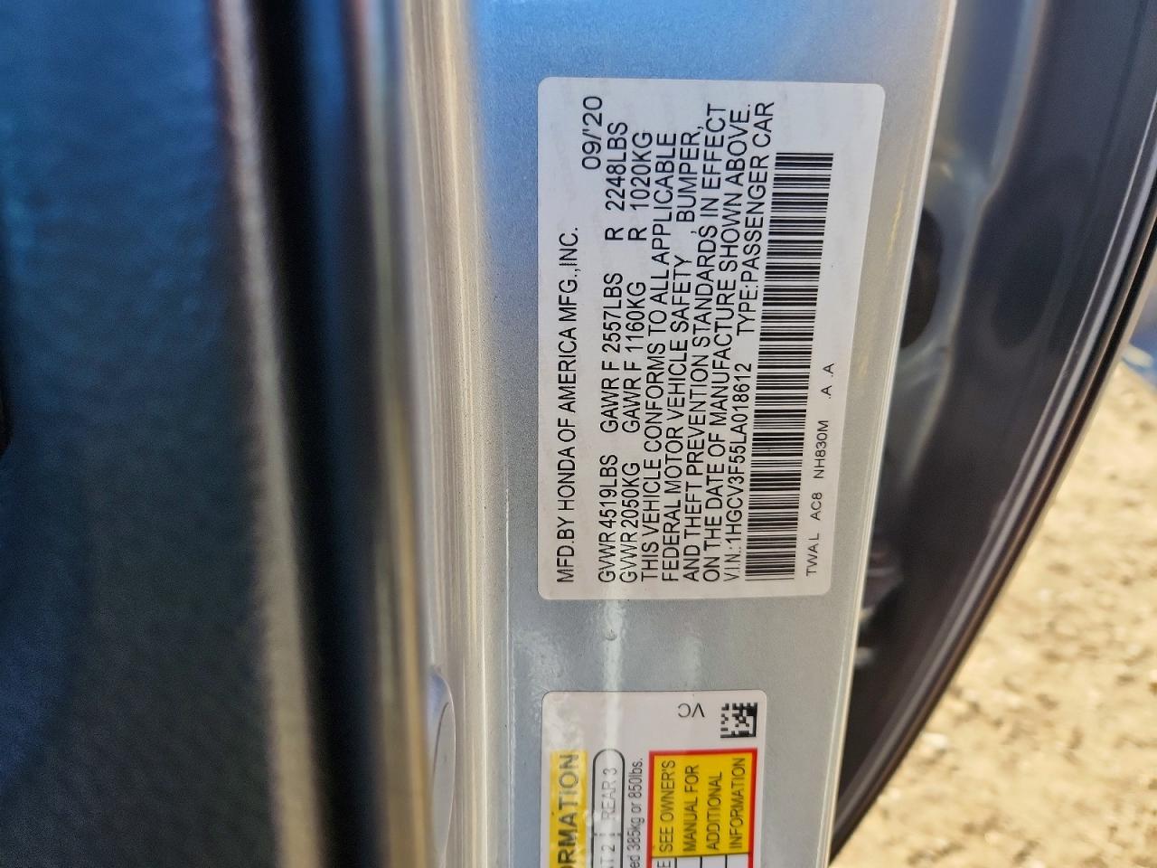 2020 HONDA ACCORD HYBRID EXL photo 12