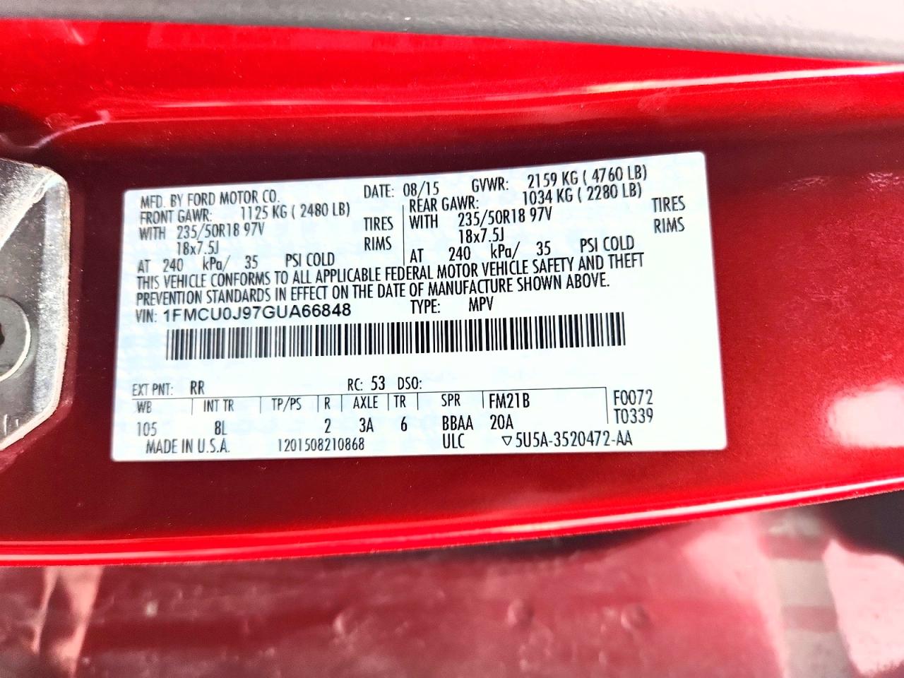 2016 FORD ESCAPE TITANIUM photo 25