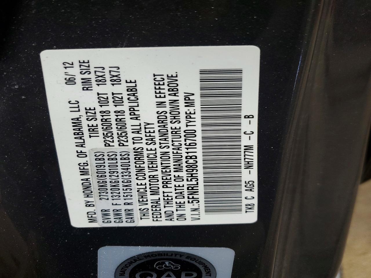 2012 HONDA ODYSSEY TOURING photo 37