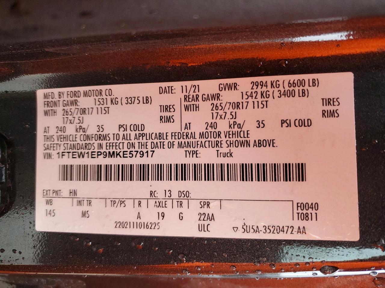 2021 FORD F150 SUPERCREW photo 12