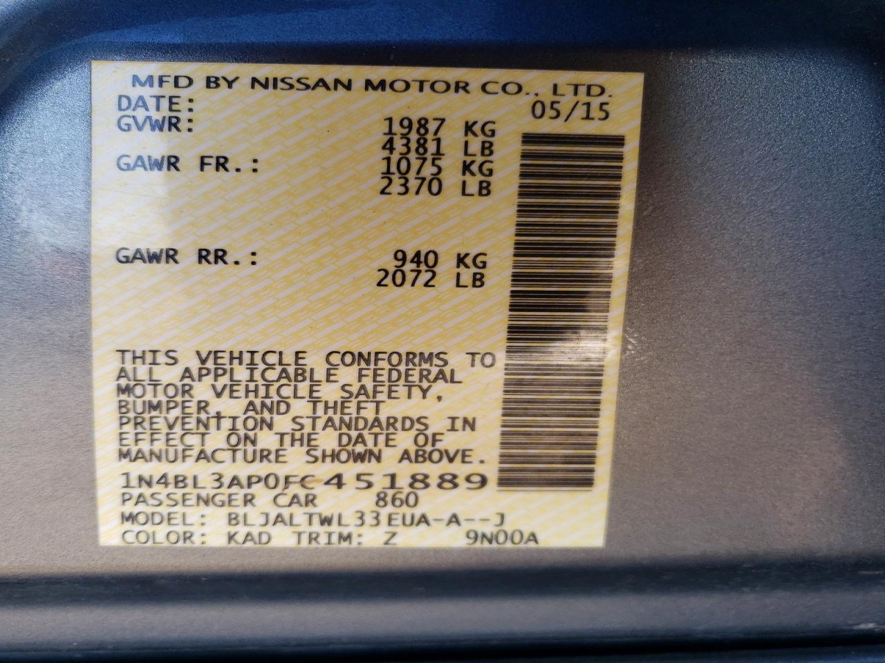 2015 NISSAN ALTIMA 3.5 SL photo 12