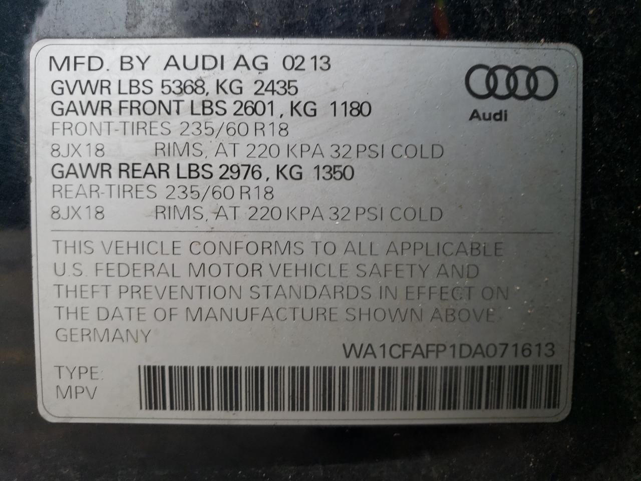2013 AUDI Q5 PREMIUM photo 14
