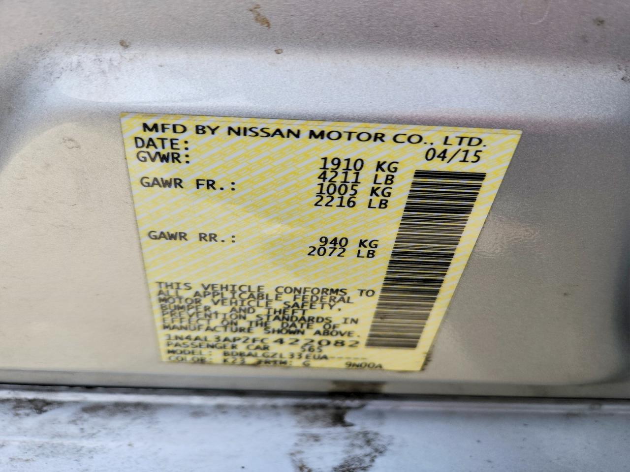 2015 NISSAN ALTIMA 2.5 S photo 34