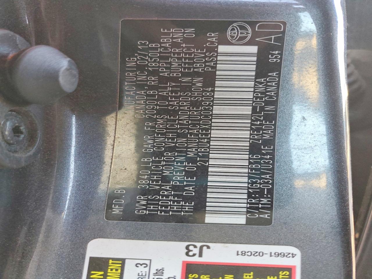 2013 TOYOTA COROLLA LE photo 12