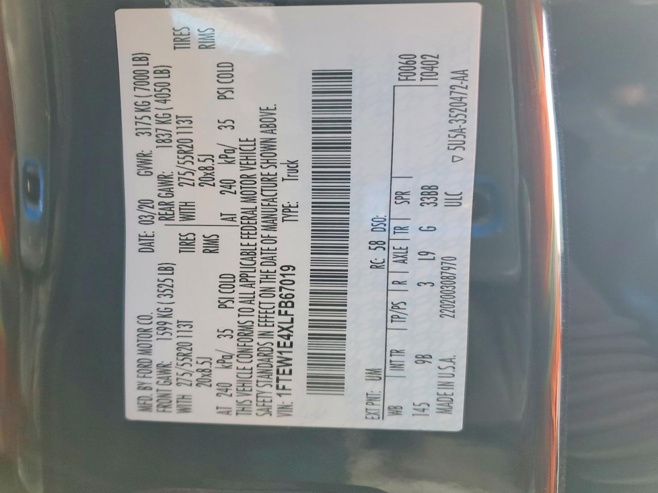 2020 FORD F150 SUPERCREW photo 13