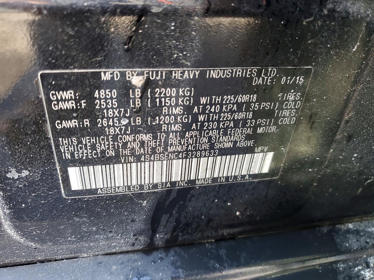 2015 SUBARU OUTBACK 3.6R LIMITED photo 25