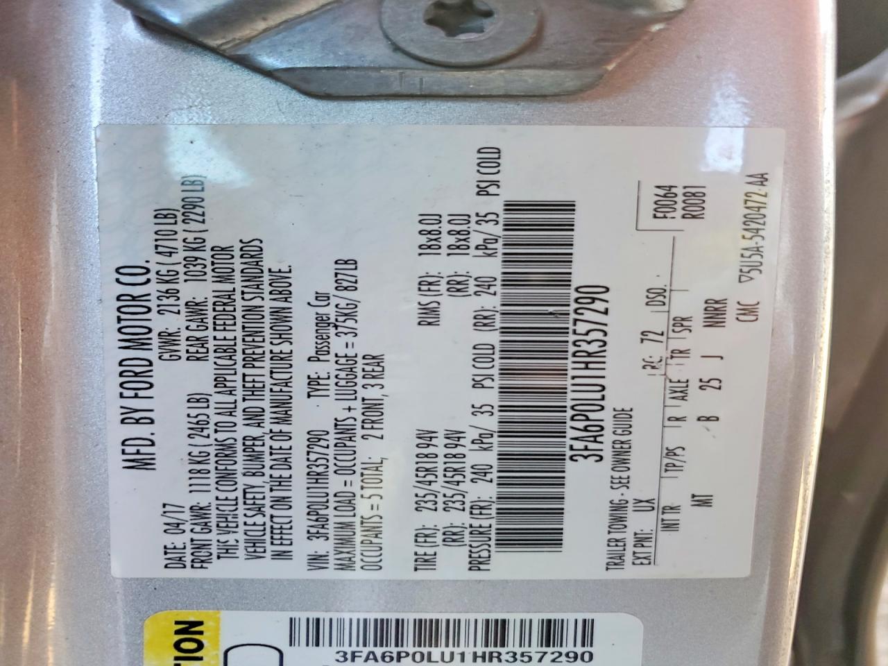 2017 FORD FUSION SE HYBRID photo 12