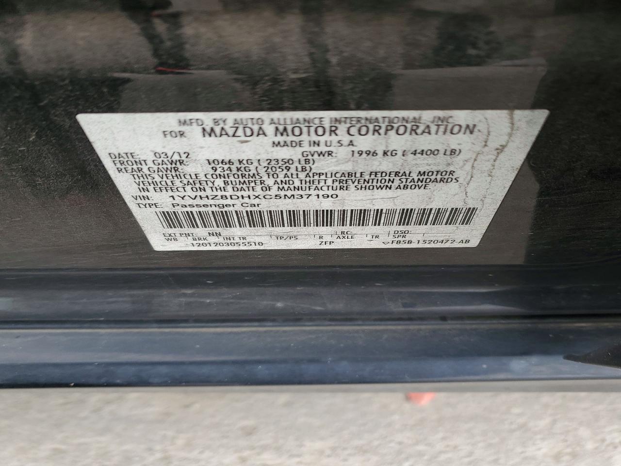 2012 MAZDA 6 I photo 12