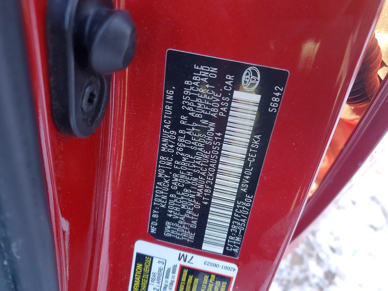 2010 TOYOTA CAMRY BASE photo 22