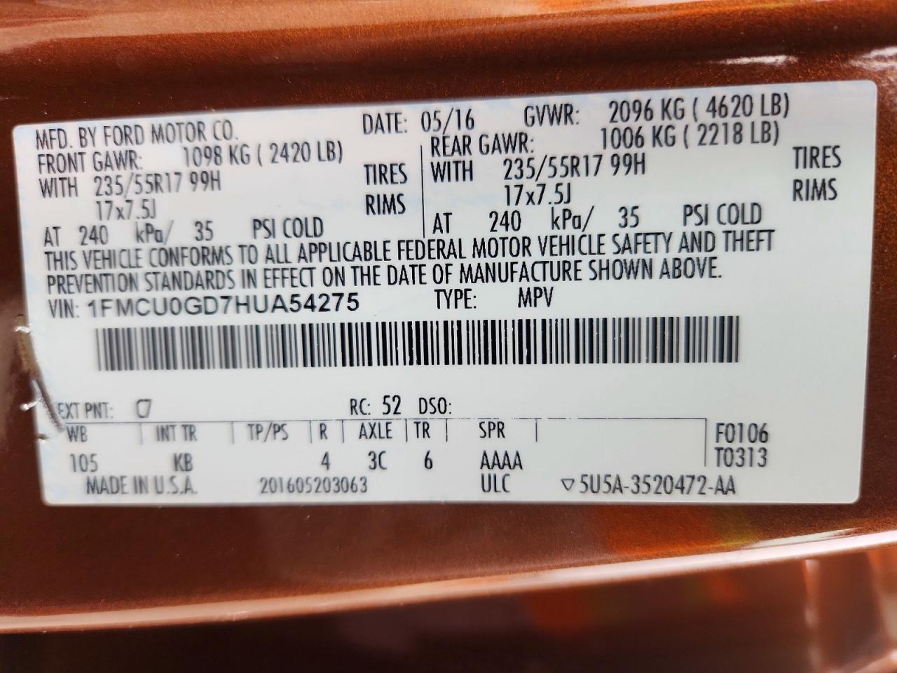 2017 FORD ESCAPE SE photo 12