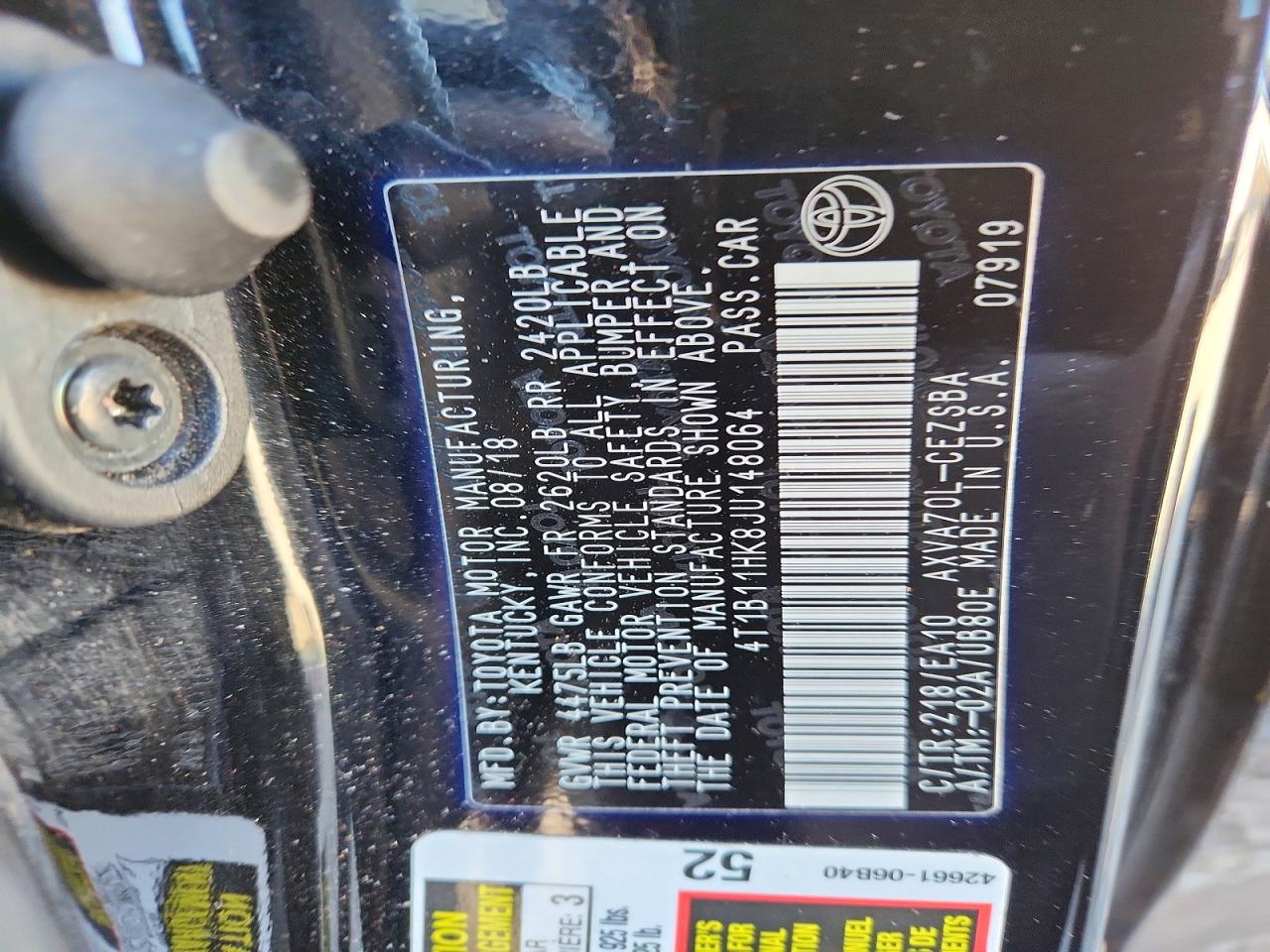 2018 TOYOTA CAMRY SE photo 12