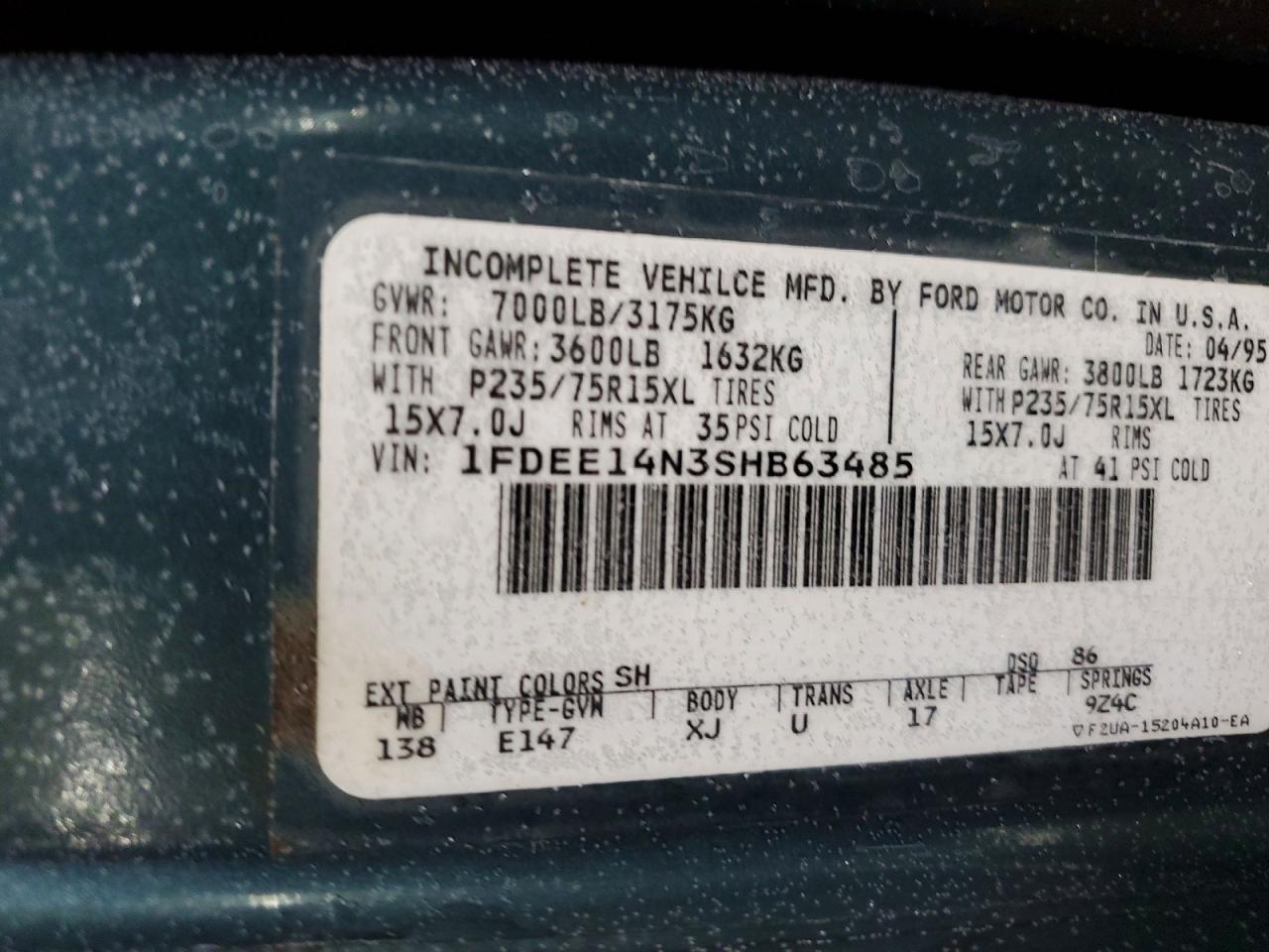 1995 FORD ECONOLINE E150 VAN photo 25