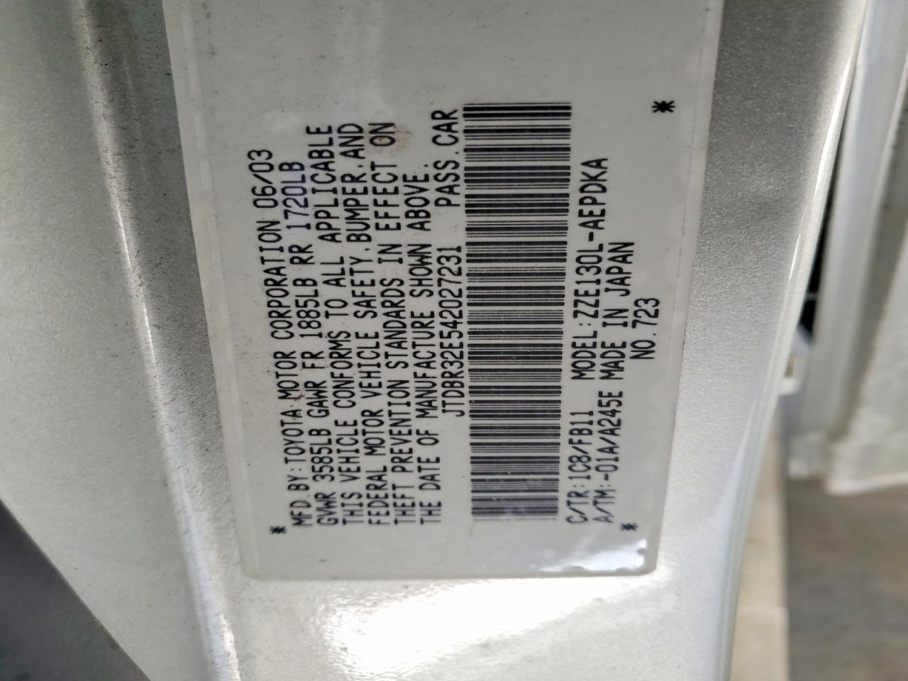 2004 TOYOTA COROLLA CE photo 12