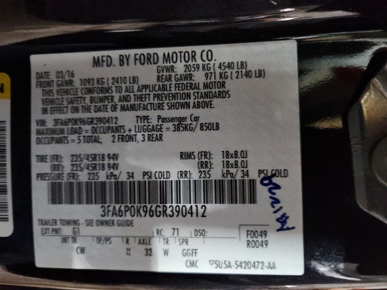 2016 FORD FUSION TITANIUM photo 12