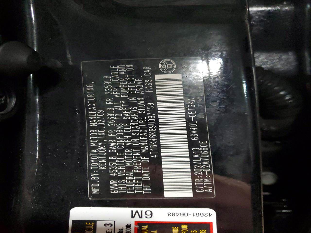 2009 TOYOTA CAMRY SE photo 37