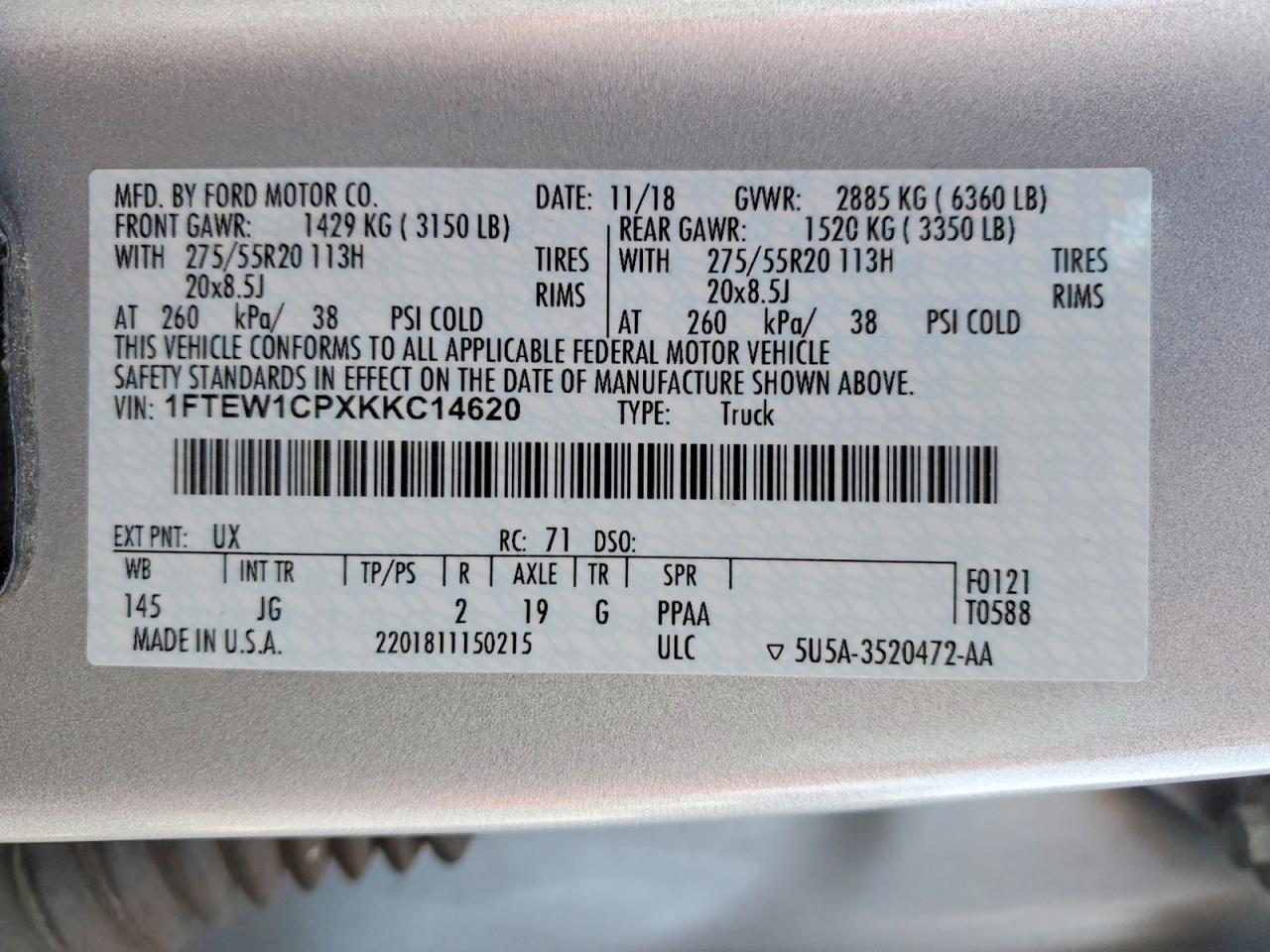 2019 FORD F150 SUPERCREW photo 34